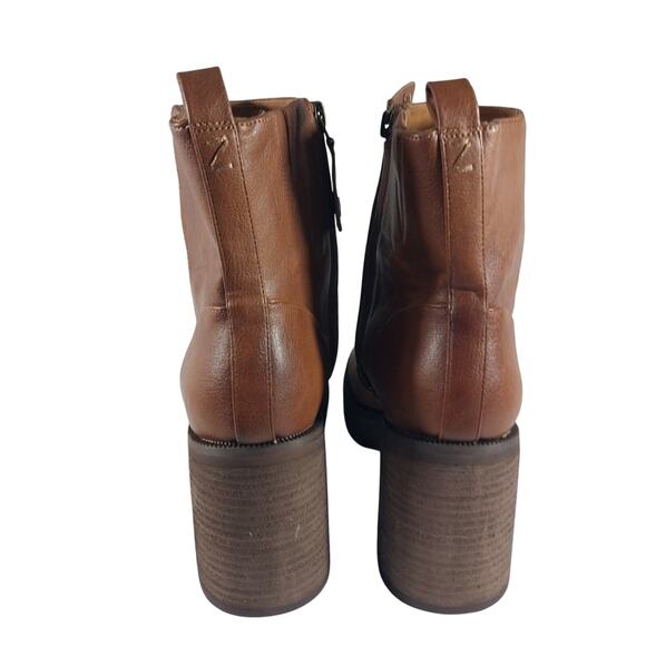 NWOT! ZODIAC! PECAN BROWN GENUINE LEATHER ULTRA CHUNKY HEEL ANKLE BOOTS! SZ 8.5M - Picture 8 of 11